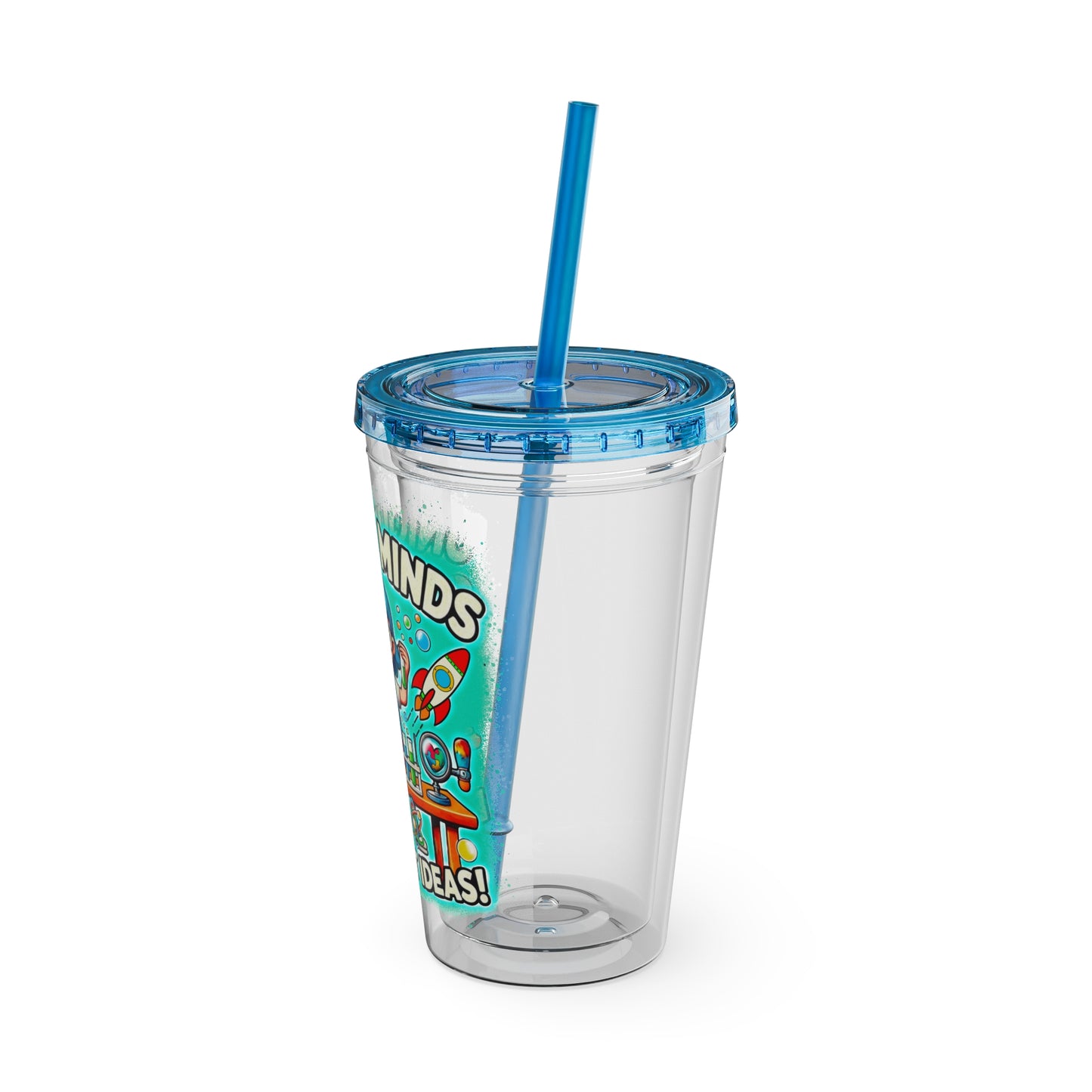 Unique Minds, Bright Ideas - Girl Scientist  -Sunsplash Tumbler with Straw, 16oz