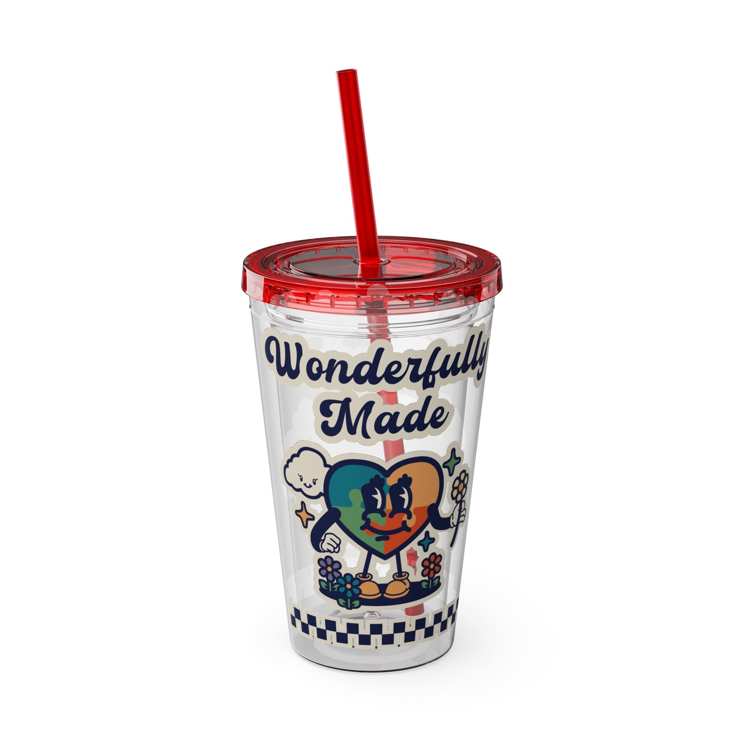 Wonderfully Made - Retro -Sunsplash Tumbler with Straw, 16oz