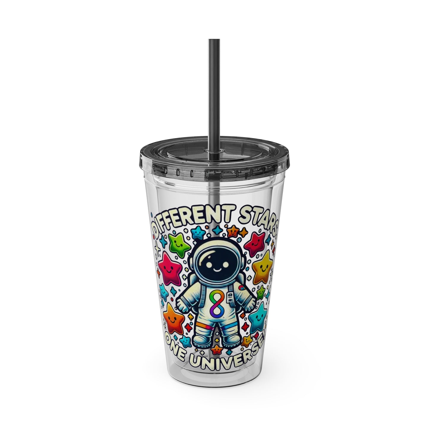 Different Stars, One Universe -Sunsplash Tumbler with Straw, 16oz