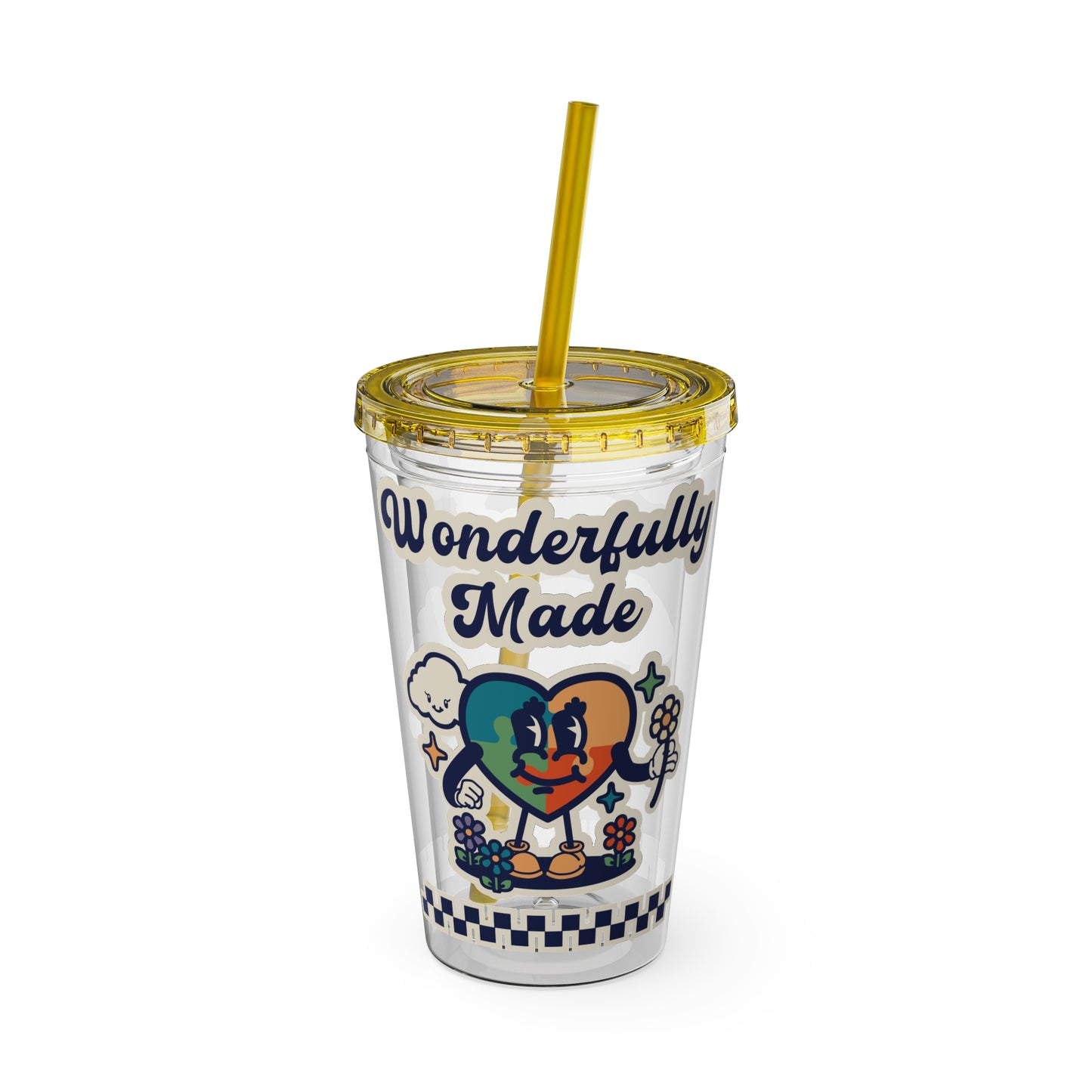 Wonderfully Made - Retro -Sunsplash Tumbler with Straw, 16oz