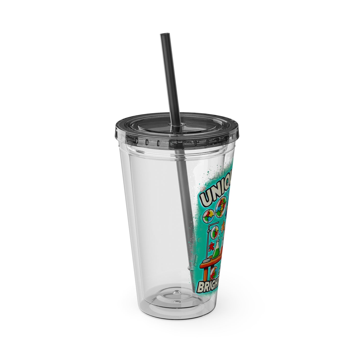 Unique Minds, Bright Ideas - Girl Scientist  -Sunsplash Tumbler with Straw, 16oz