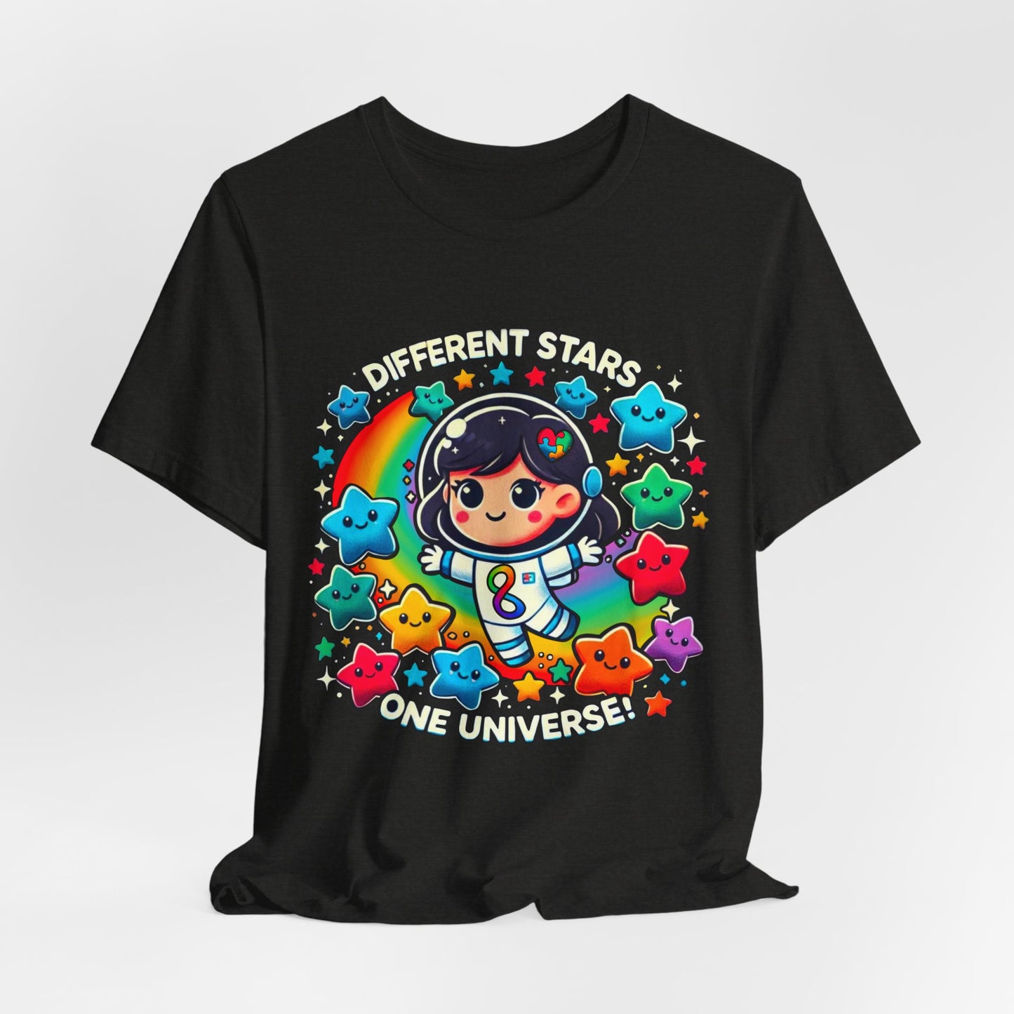 Different Stars, One Universe - Girl Astronaut - Adult Unisex Jersey Short Sleeve Tee