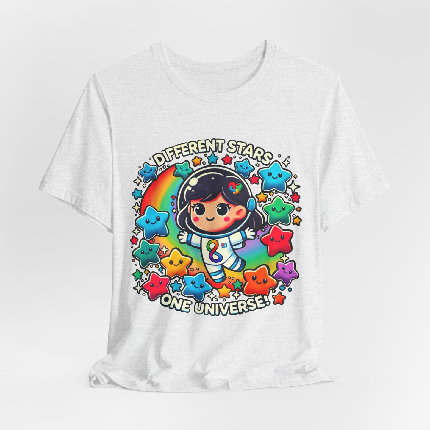 Different Stars, One Universe - Girl Astronaut - Adult Unisex Jersey Short Sleeve Tee