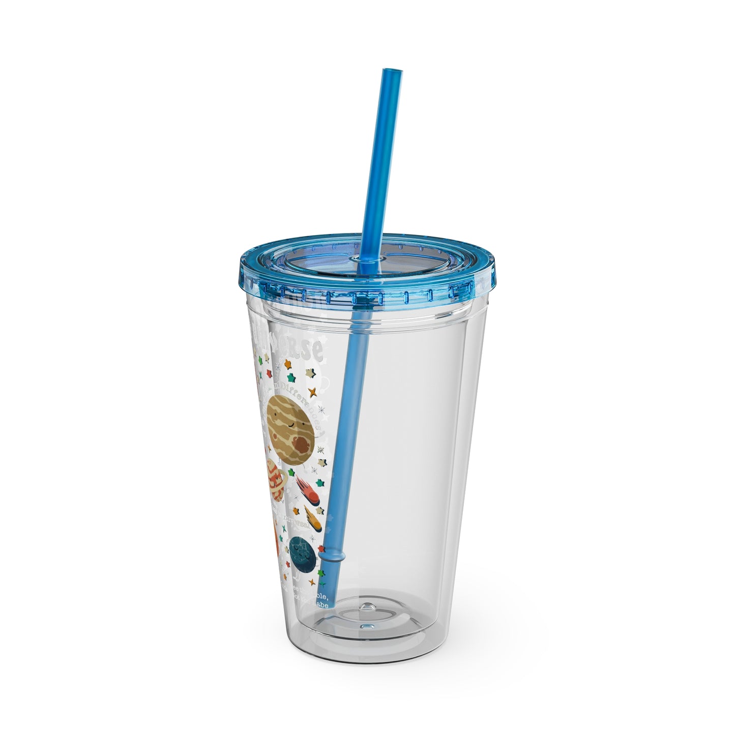 Neurodiverse Universe - Girl Astronaut -Sunsplash Tumbler with Straw, 16oz