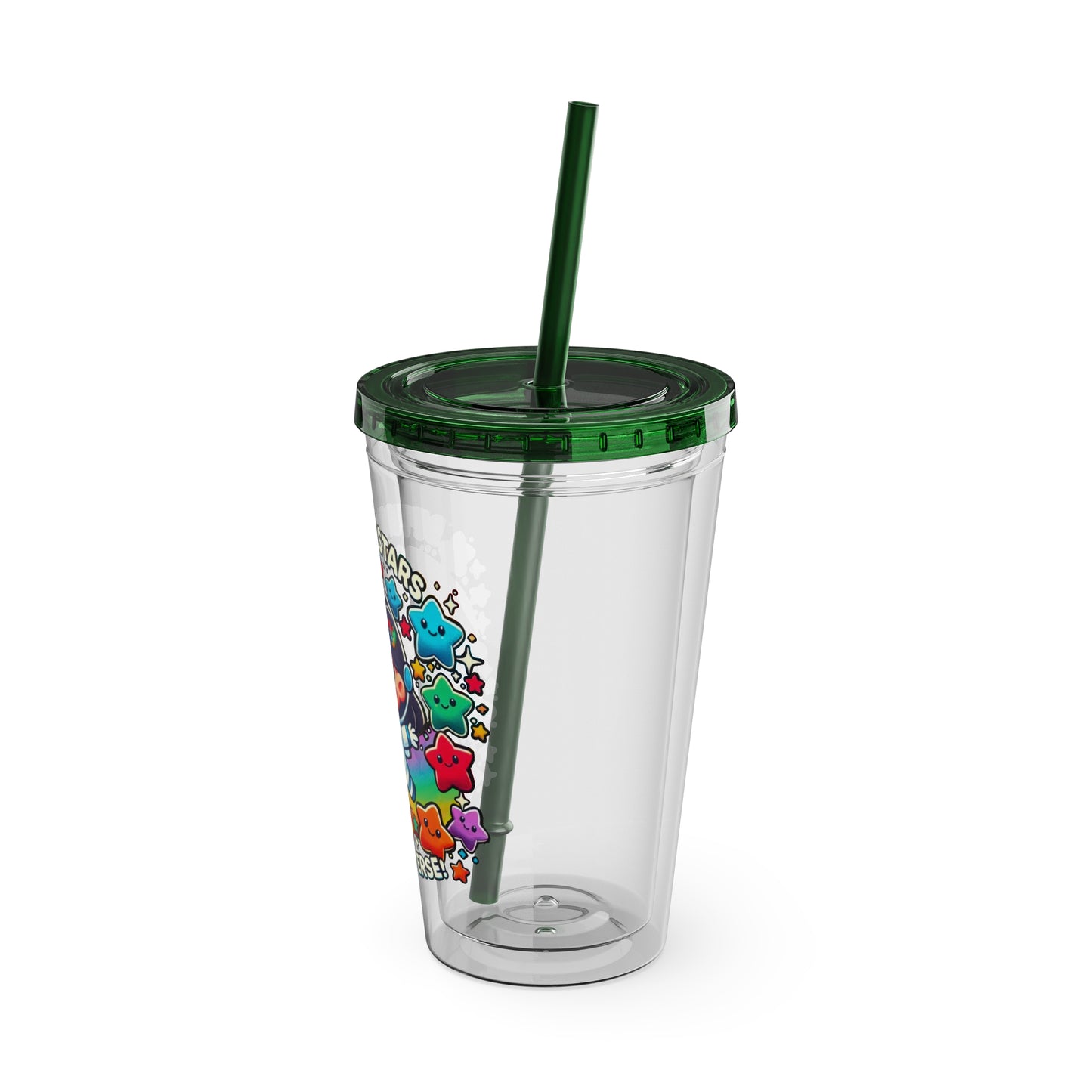 Different Stars, One Universe - Girl Astronaut -Sunsplash Tumbler with Straw, 16oz