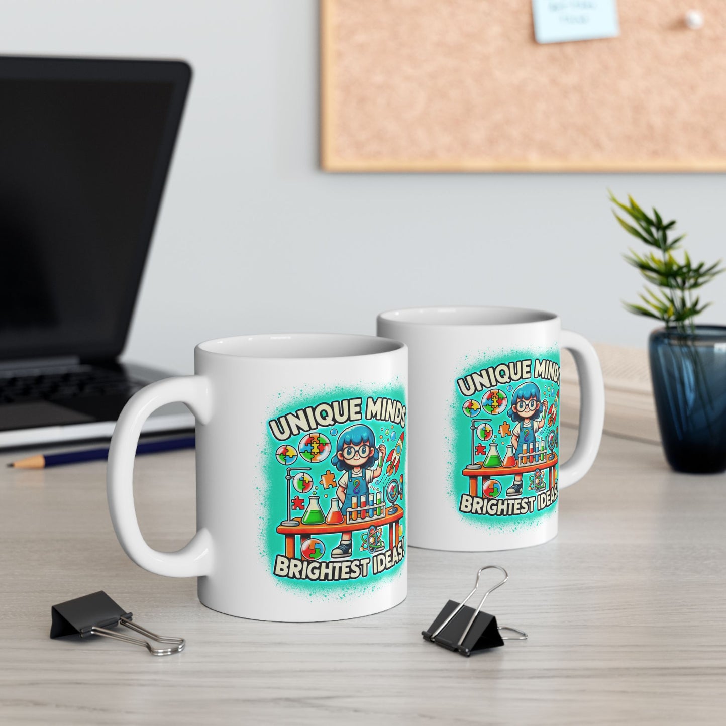 Unique Minds, Brightest Ideas - Girl Scientist - Ceramic Mug, (11oz)