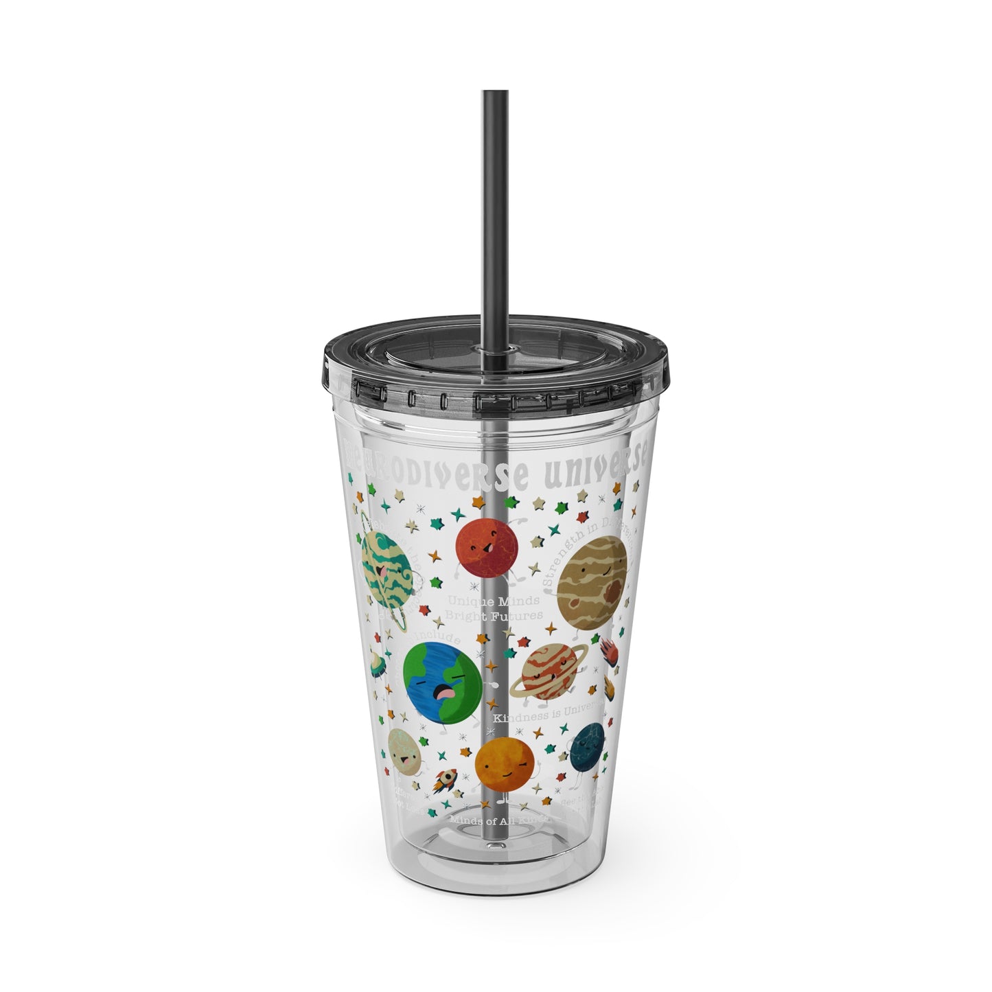 Neurodiverse Universe - Girl Astronaut -Sunsplash Tumbler with Straw, 16oz