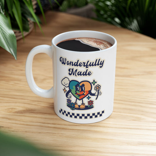 Wonderfully Made - Retro - Ceramic Mug, (11oz, 15oz)