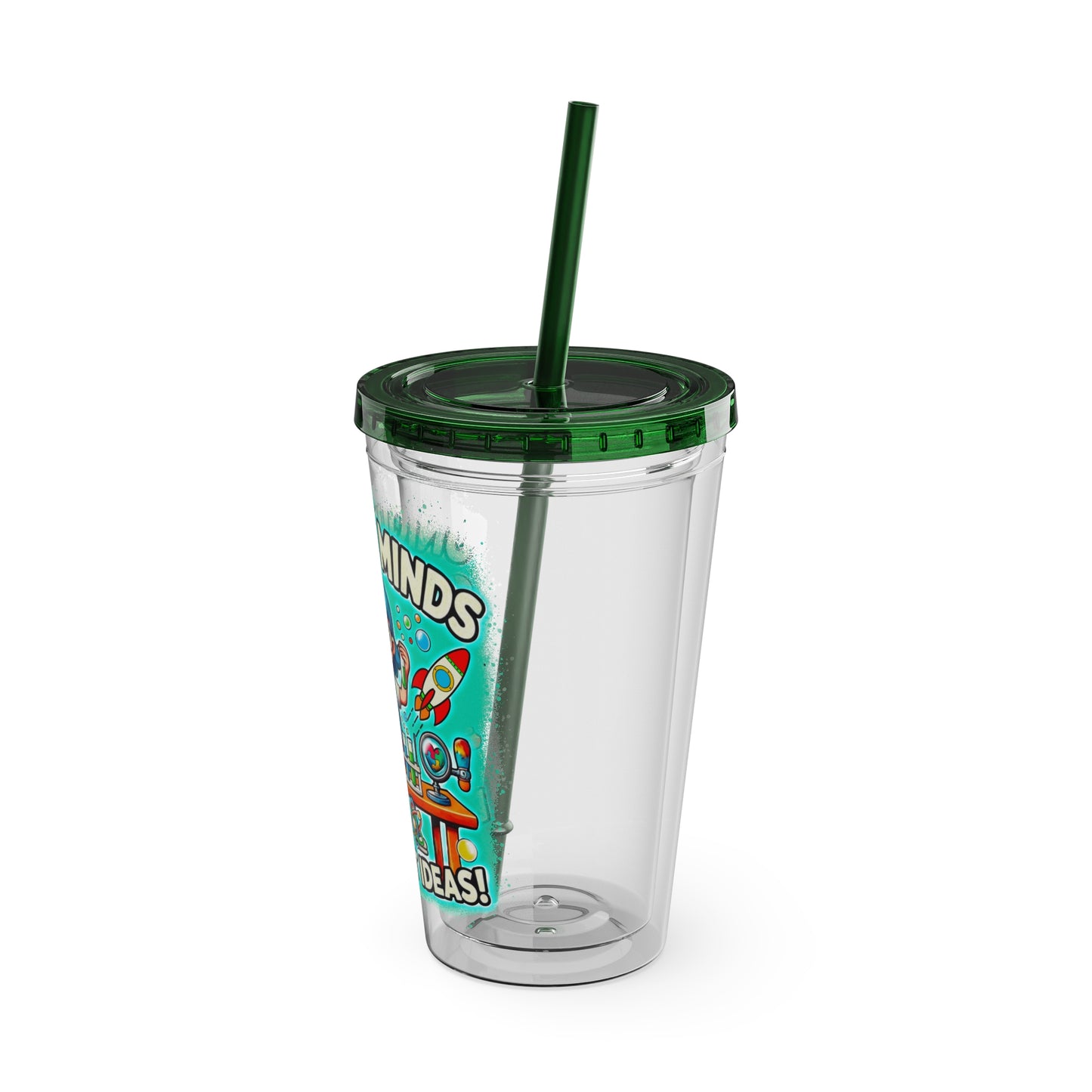 Unique Minds, Bright Ideas - Girl Scientist  -Sunsplash Tumbler with Straw, 16oz