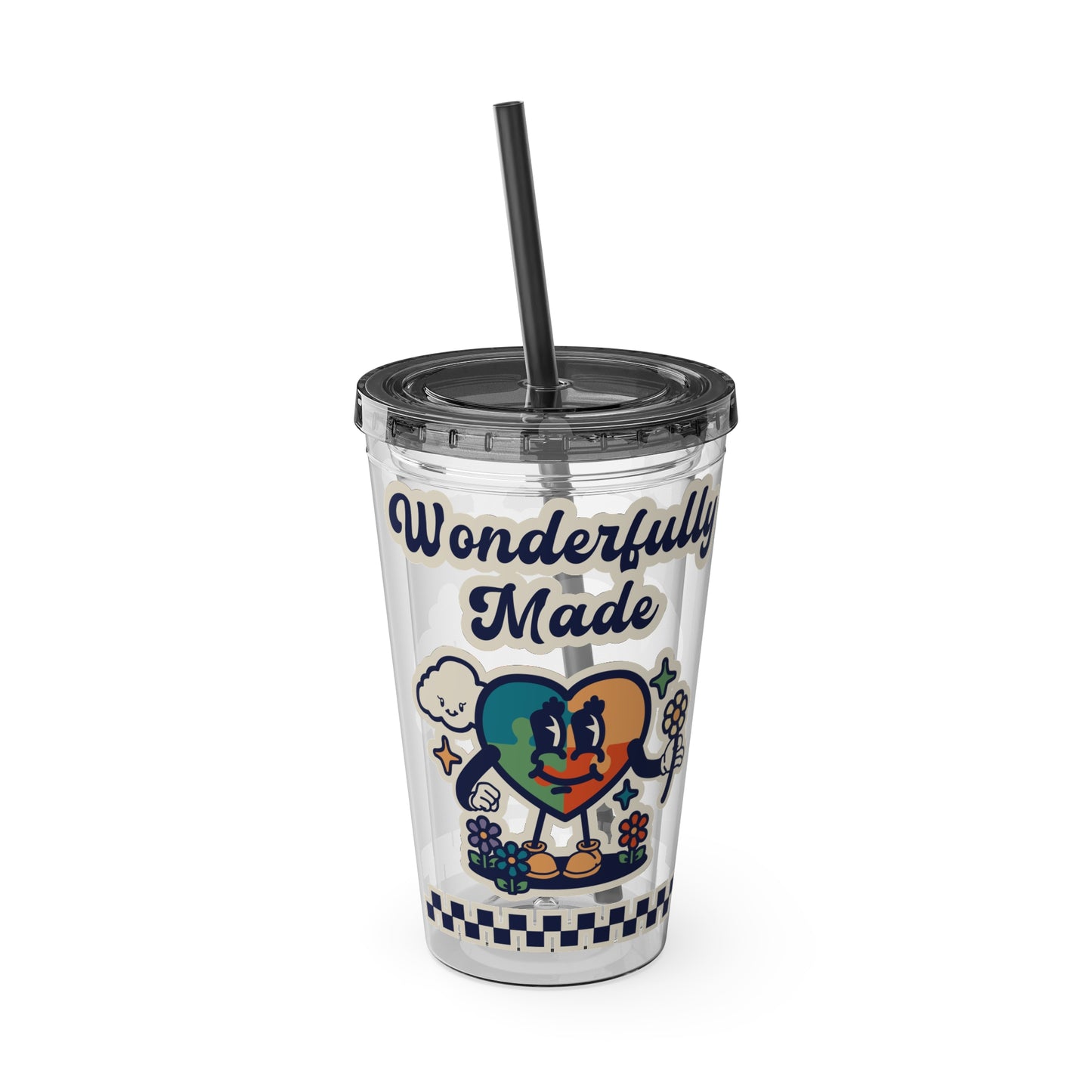 Wonderfully Made - Retro -Sunsplash Tumbler with Straw, 16oz