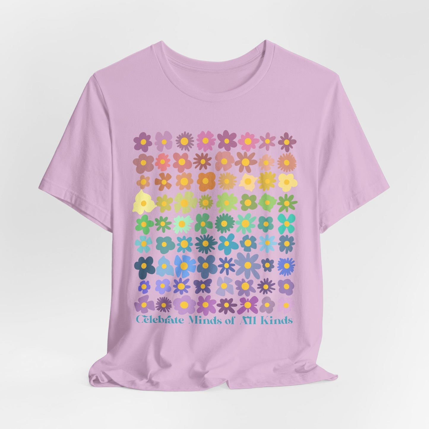 Celebrate Minds of All Kinds - Flower - Adult Unisex Jersey Short Sleeve Tee