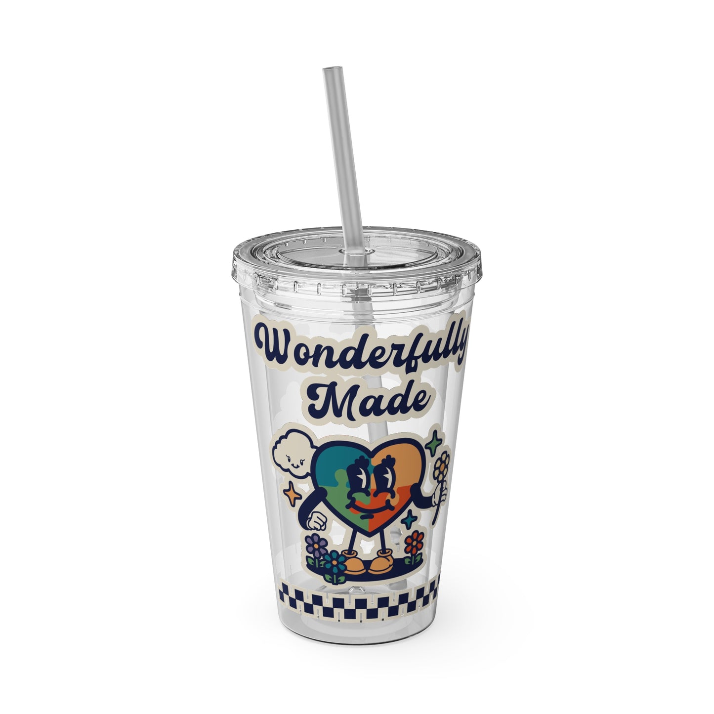 Wonderfully Made - Retro -Sunsplash Tumbler with Straw, 16oz