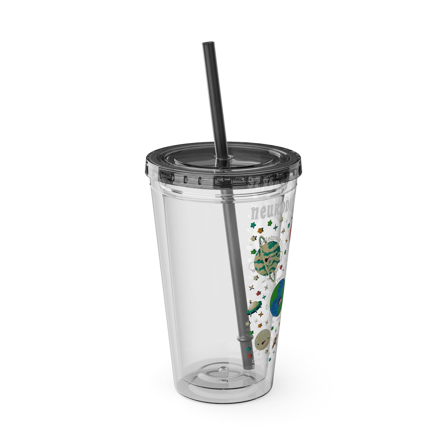 Neurodiverse Universe - Girl Astronaut -Sunsplash Tumbler with Straw, 16oz