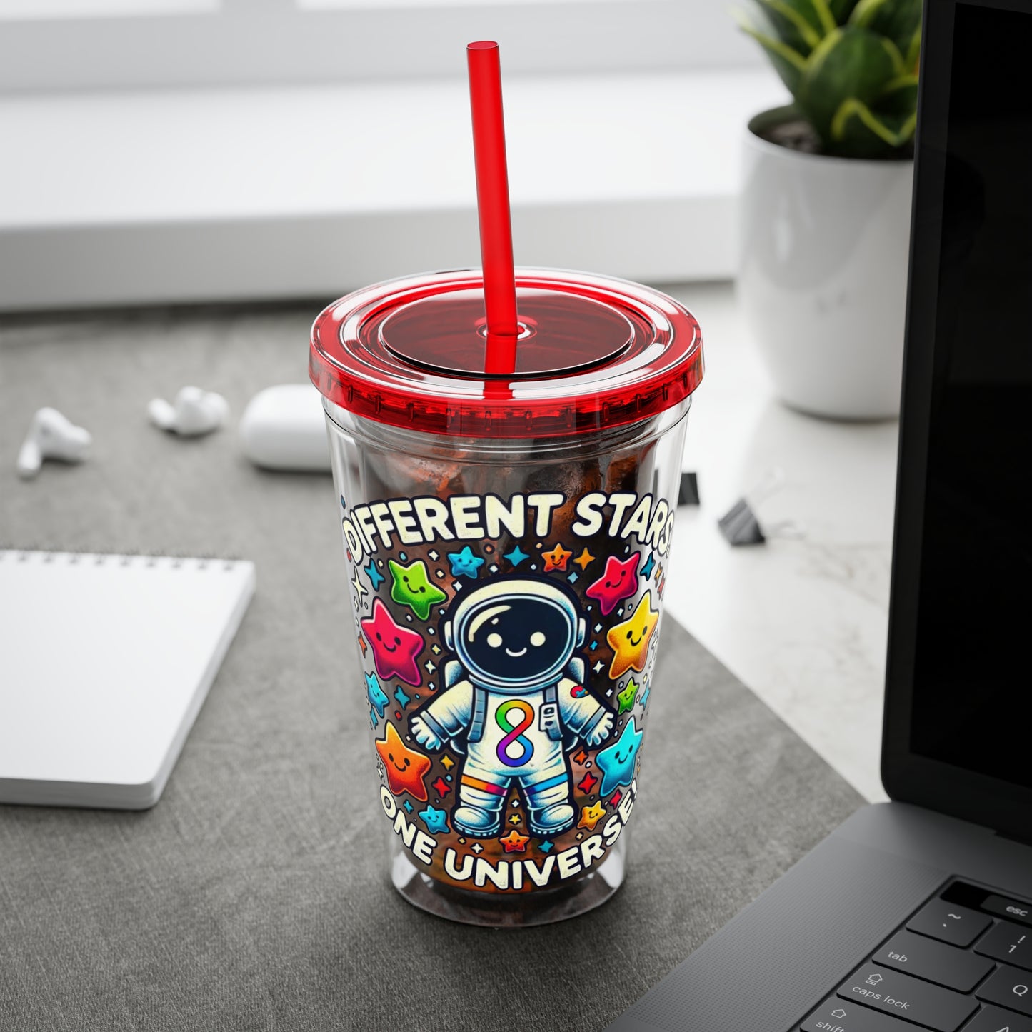 Different Stars, One Universe -Sunsplash Tumbler with Straw, 16oz