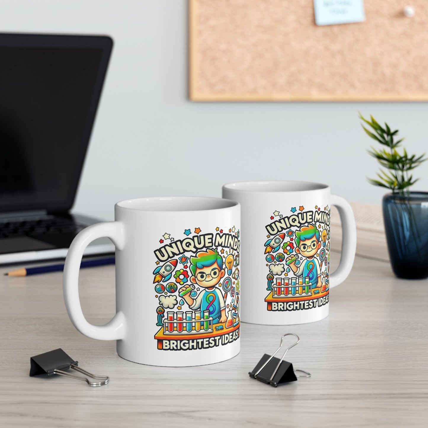 Unique Minds, Brightest Ideas - Boy Scientist  - Ceramic Mug, (11oz, 15oz)