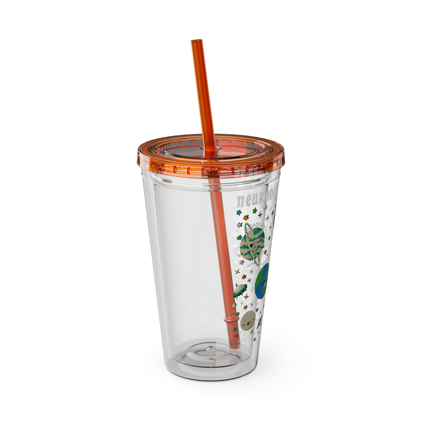 Neurodiverse Universe - Girl Astronaut -Sunsplash Tumbler with Straw, 16oz