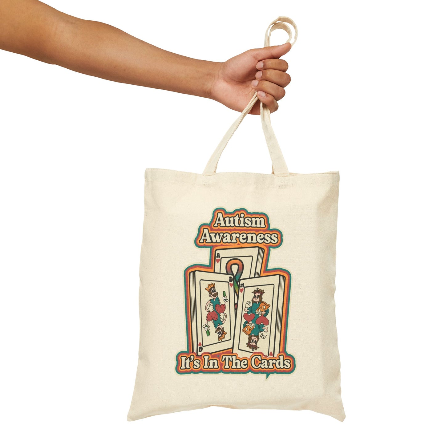 Autism Awareness, It's In The Cards - Cotton Canvas Tote Bag