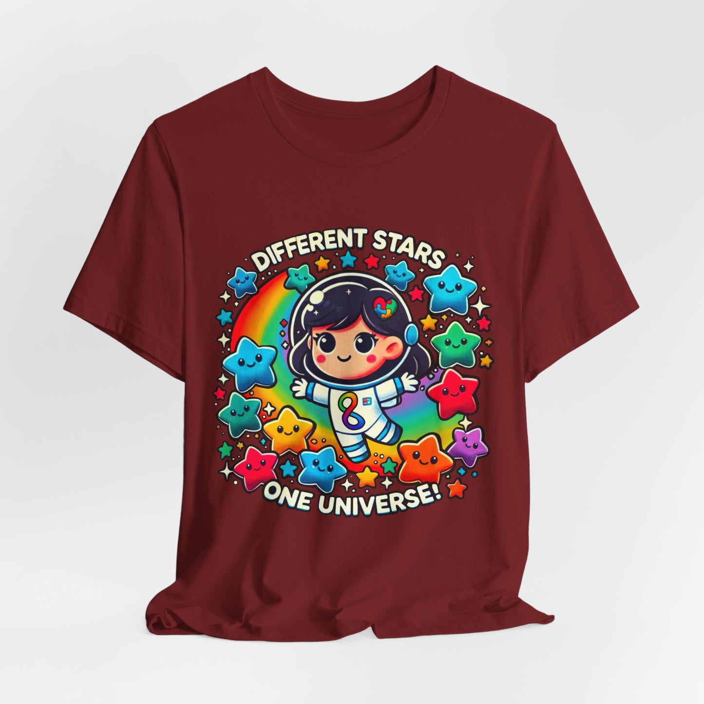 Different Stars, One Universe - Girl Astronaut - Adult Unisex Jersey Short Sleeve Tee