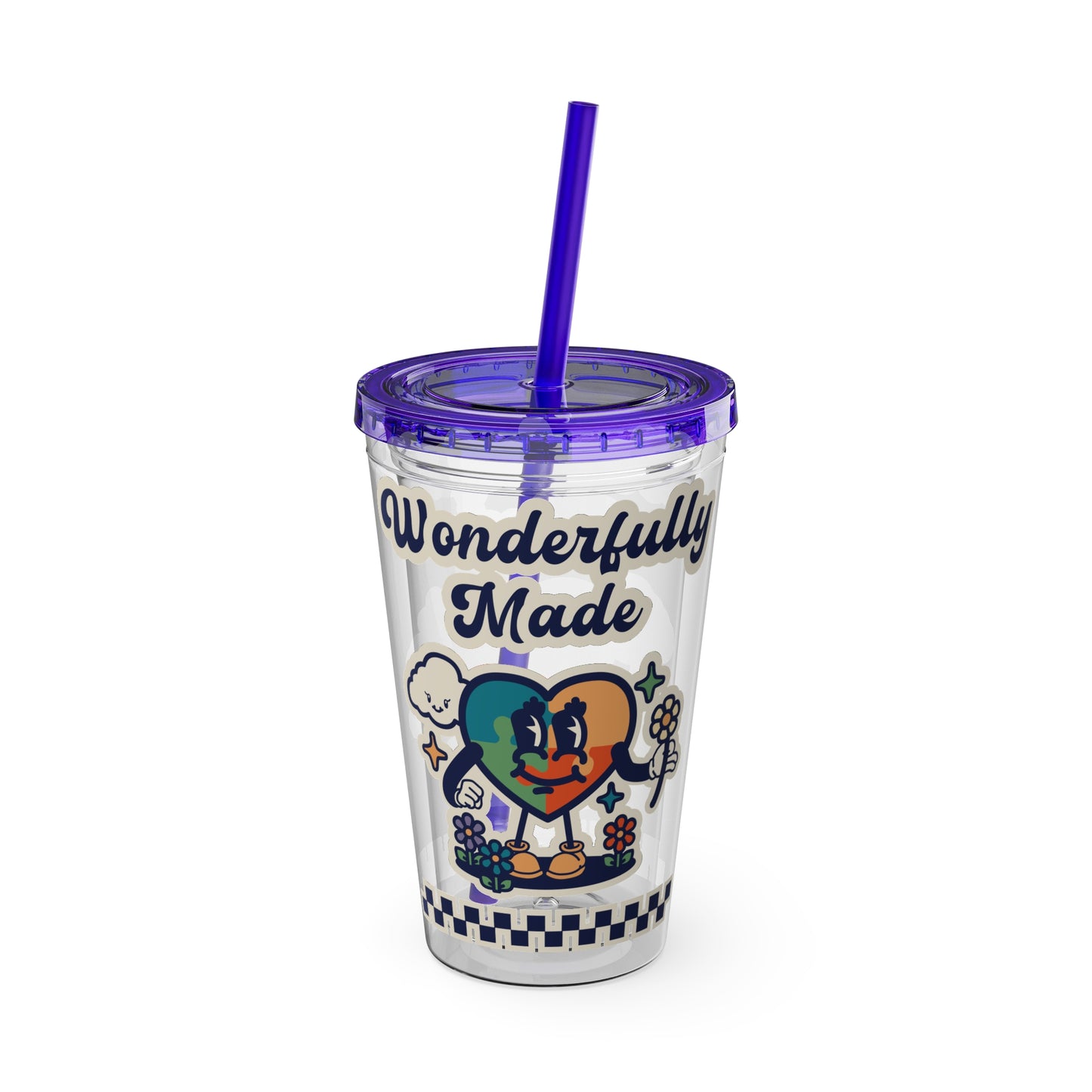 Wonderfully Made - Retro -Sunsplash Tumbler with Straw, 16oz