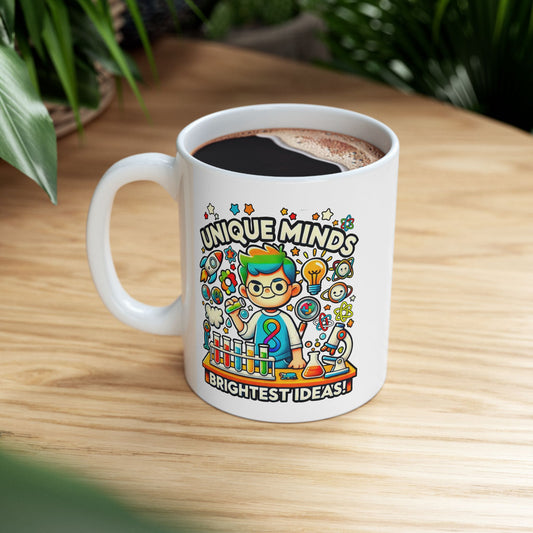 Unique Minds, Brightest Ideas - Boy Scientist  - Ceramic Mug, (11oz, 15oz)