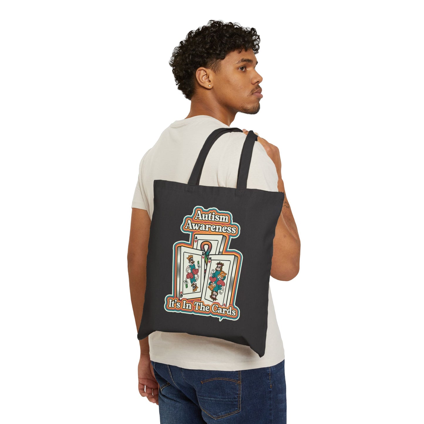 Autism Awareness, It's In The Cards - Cotton Canvas Tote Bag