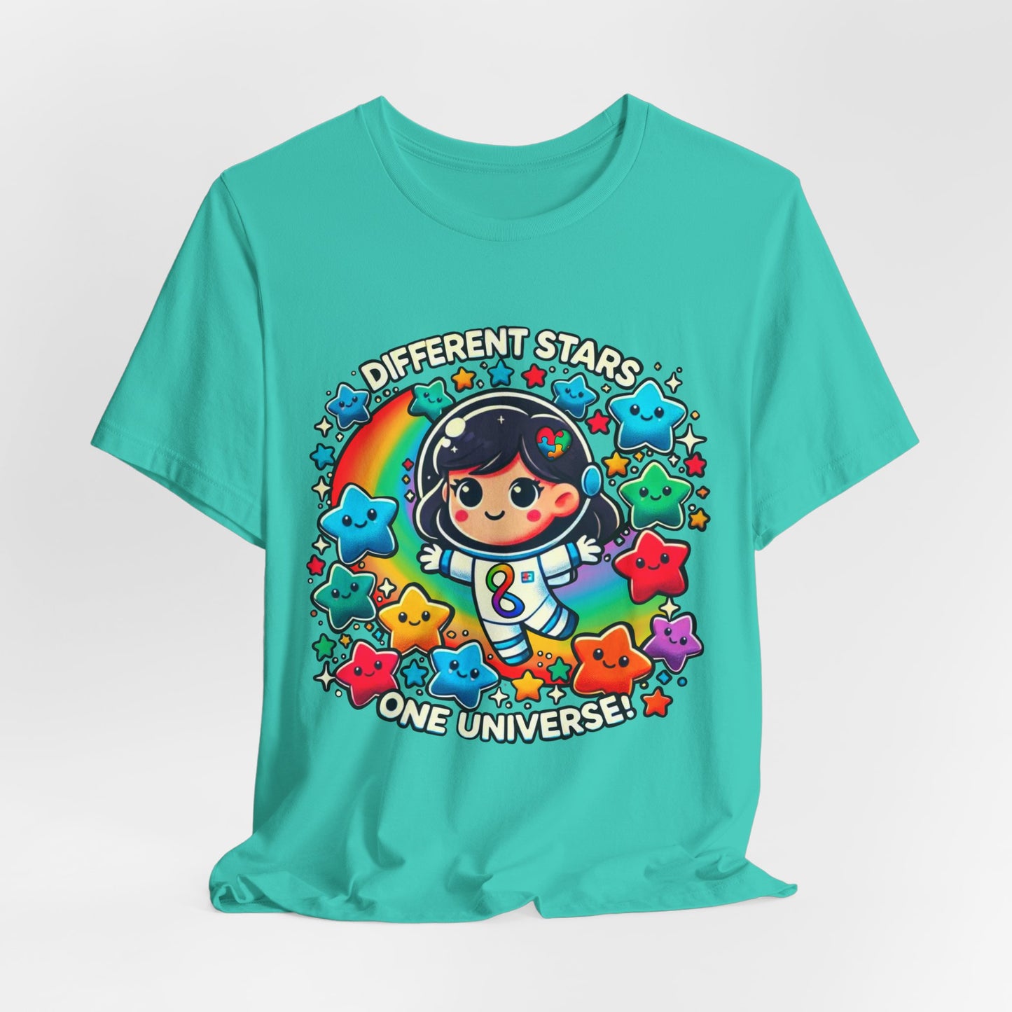 Different Stars, One Universe - Girl Astronaut - Adult Unisex Jersey Short Sleeve Tee