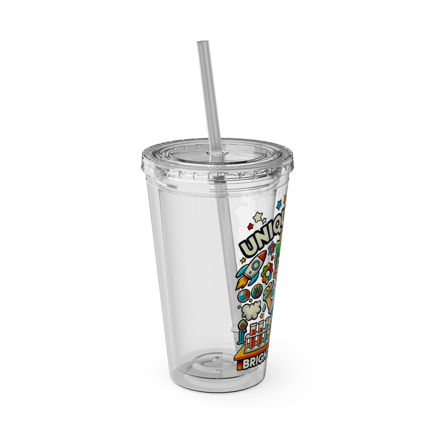 Unique Minds, Brightest Ideas - Boy Scientist - Sunsplash Tumbler with Straw, 16oz