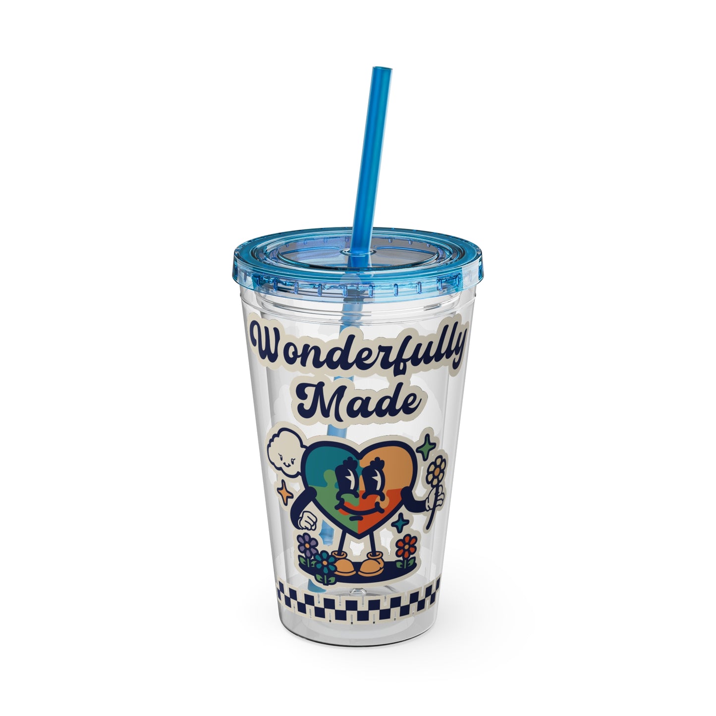 Wonderfully Made - Retro -Sunsplash Tumbler with Straw, 16oz