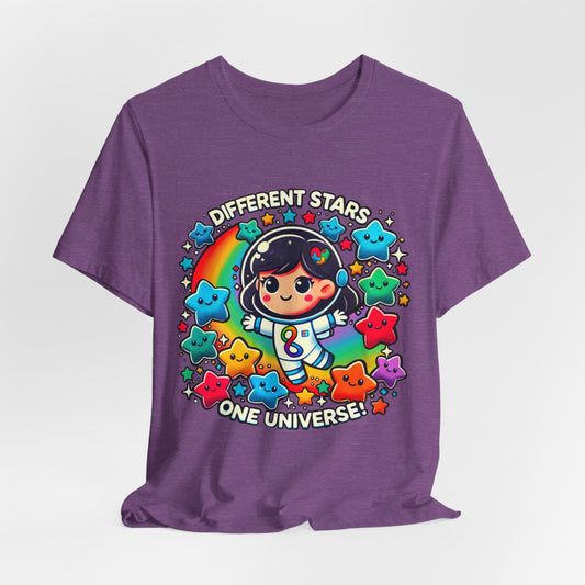 Different Stars, One Universe - Girl Astronaut - Adult Unisex Jersey Short Sleeve Tee