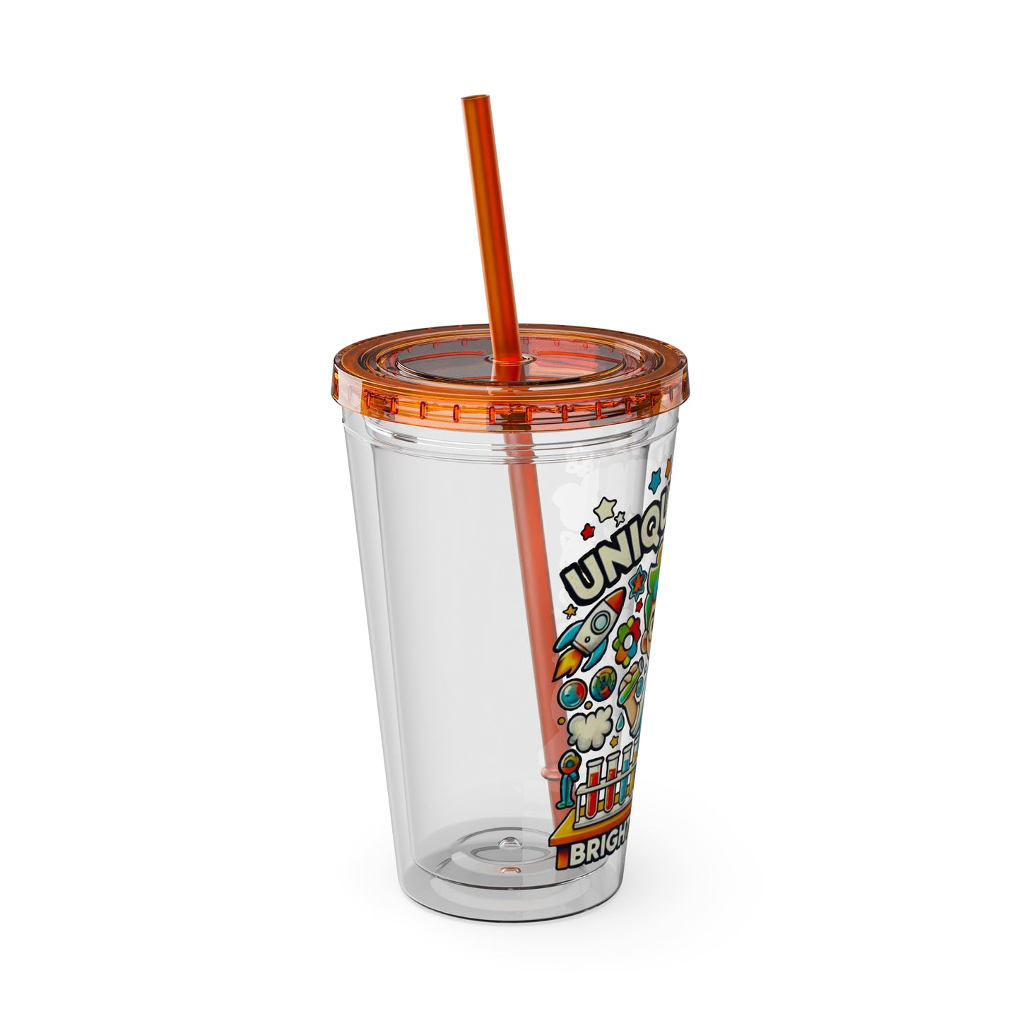 Unique Minds, Brightest Ideas - Boy Scientist - Sunsplash Tumbler with Straw, 16oz