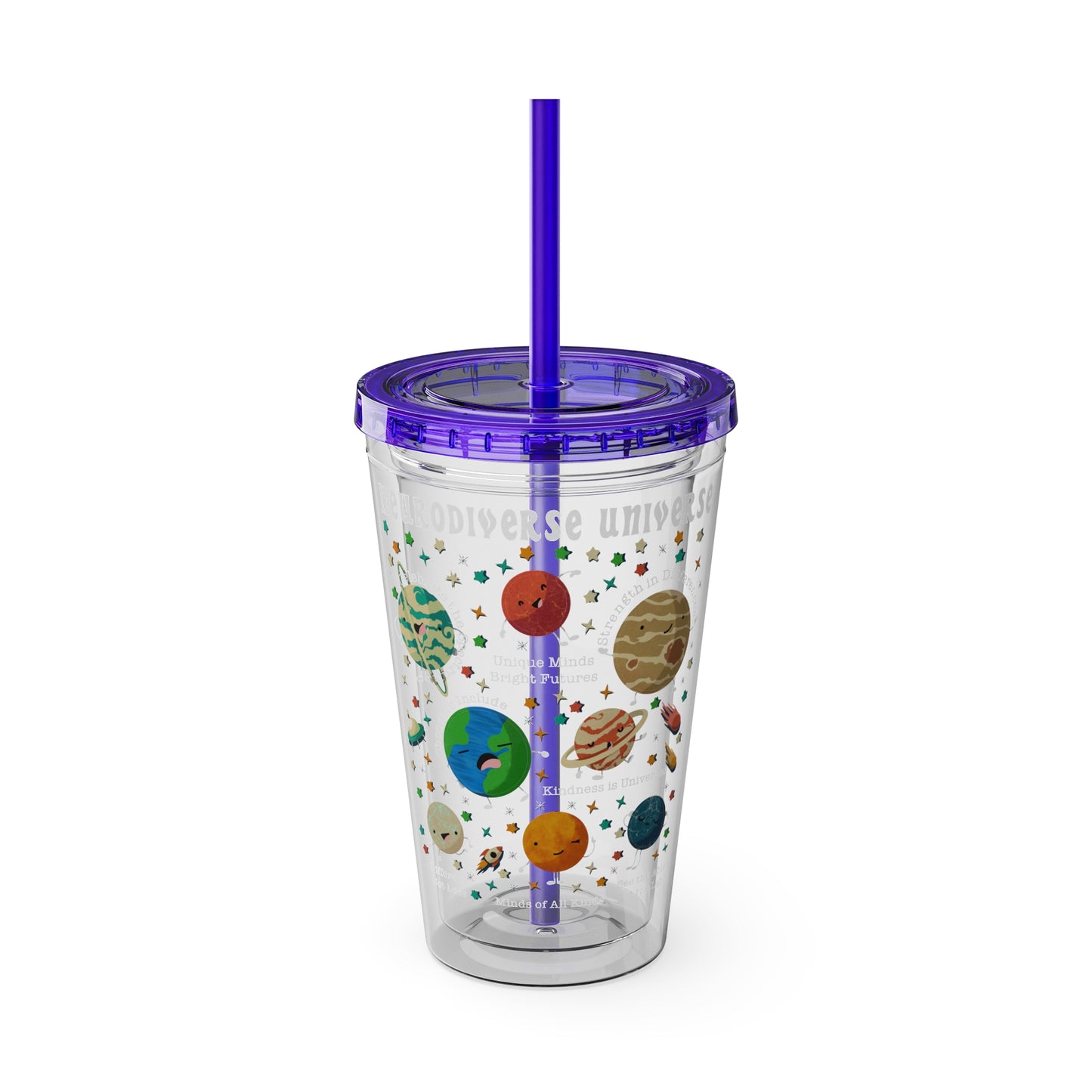 Neurodiverse Universe - Girl Astronaut -Sunsplash Tumbler with Straw, 16oz