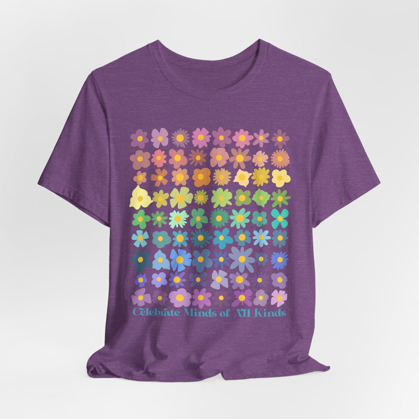 Celebrate Minds of All Kinds - Flower - Adult Unisex Jersey Short Sleeve Tee