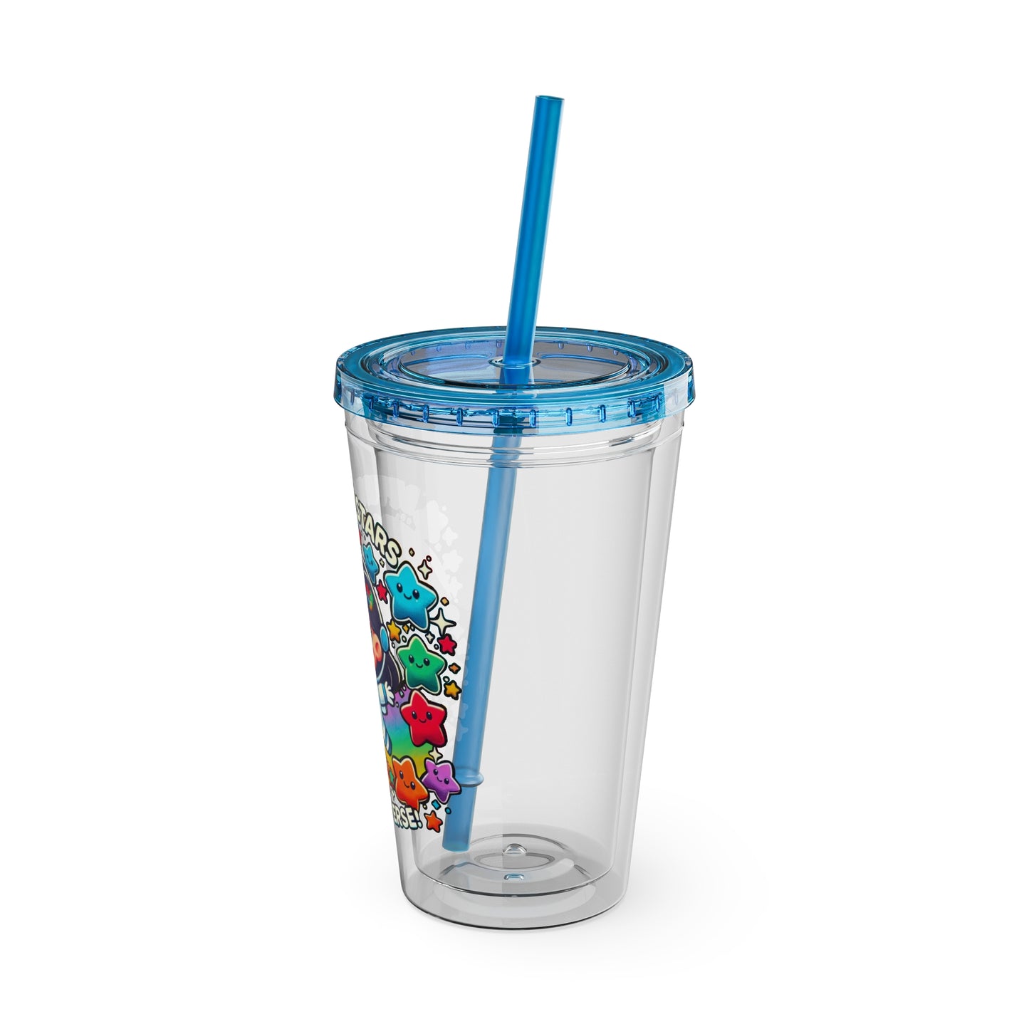 Different Stars, One Universe - Girl Astronaut -Sunsplash Tumbler with Straw, 16oz