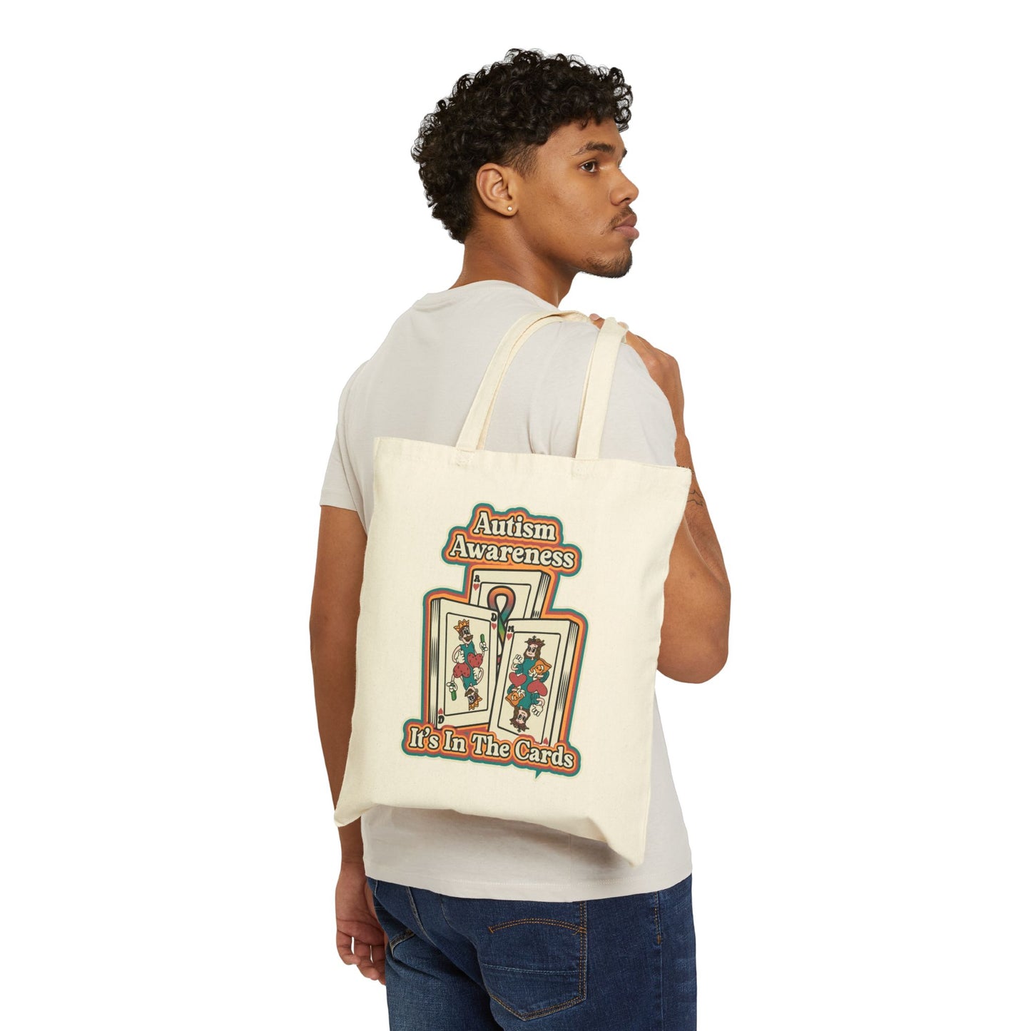 Autism Awareness, It's In The Cards - Cotton Canvas Tote Bag