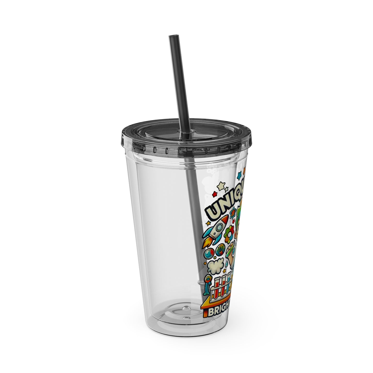 Unique Minds, Brightest Ideas - Boy Scientist - Sunsplash Tumbler with Straw, 16oz