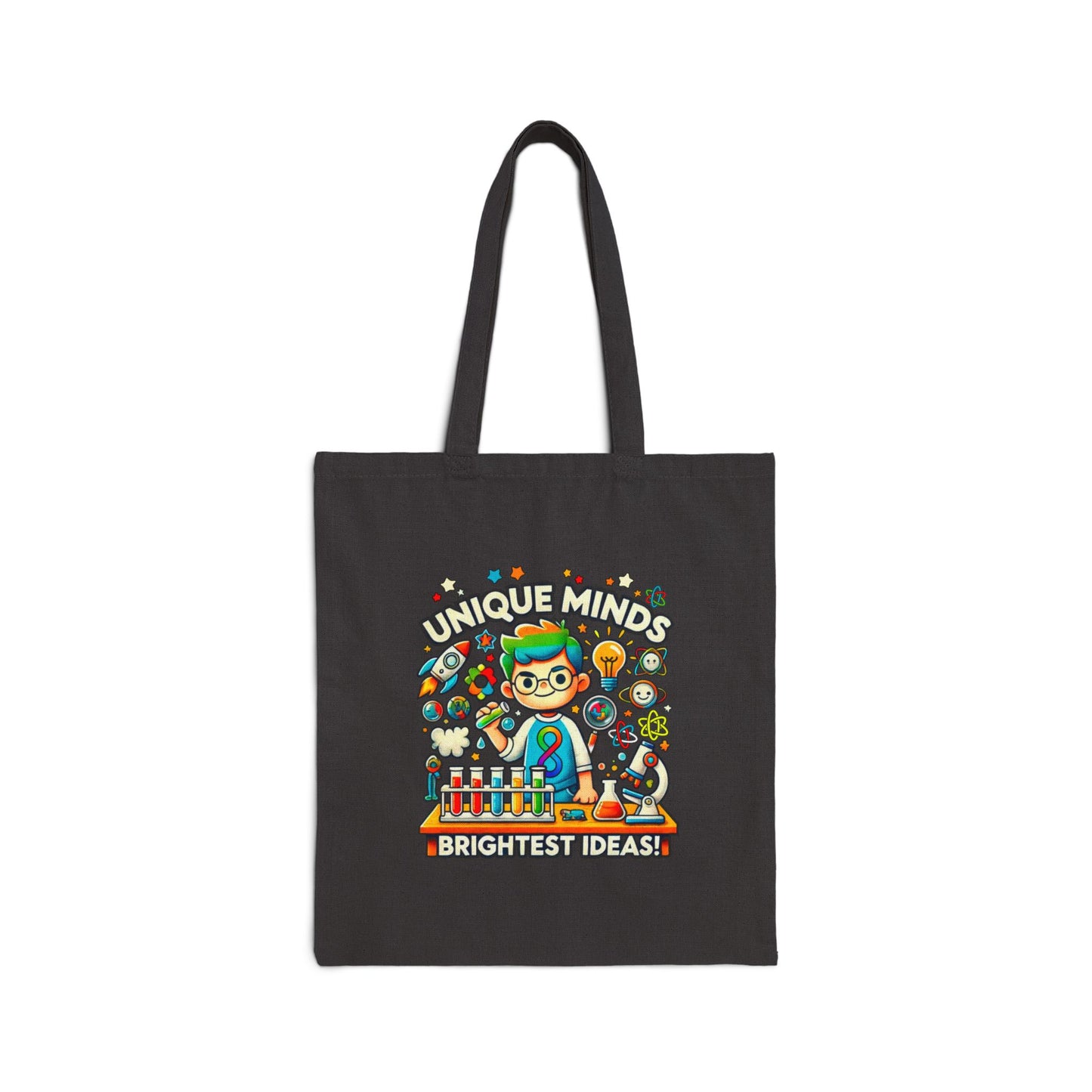 Unique Minds, Bright Ideas - Boy Scientist - Cotton Canvas Tote Bag