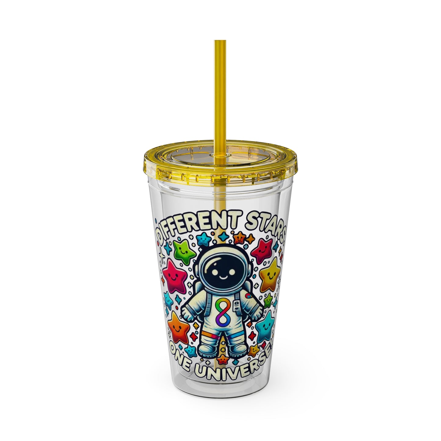 Different Stars, One Universe -Sunsplash Tumbler with Straw, 16oz