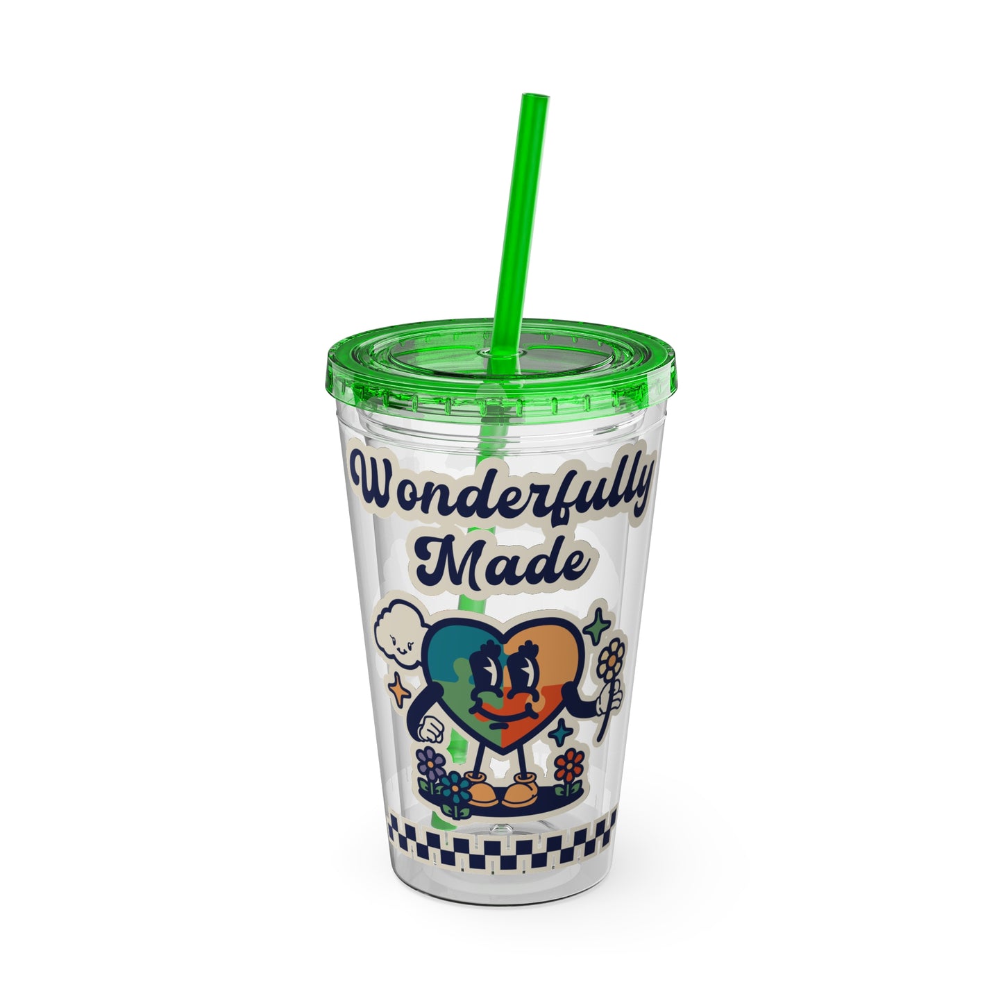 Wonderfully Made - Retro -Sunsplash Tumbler with Straw, 16oz