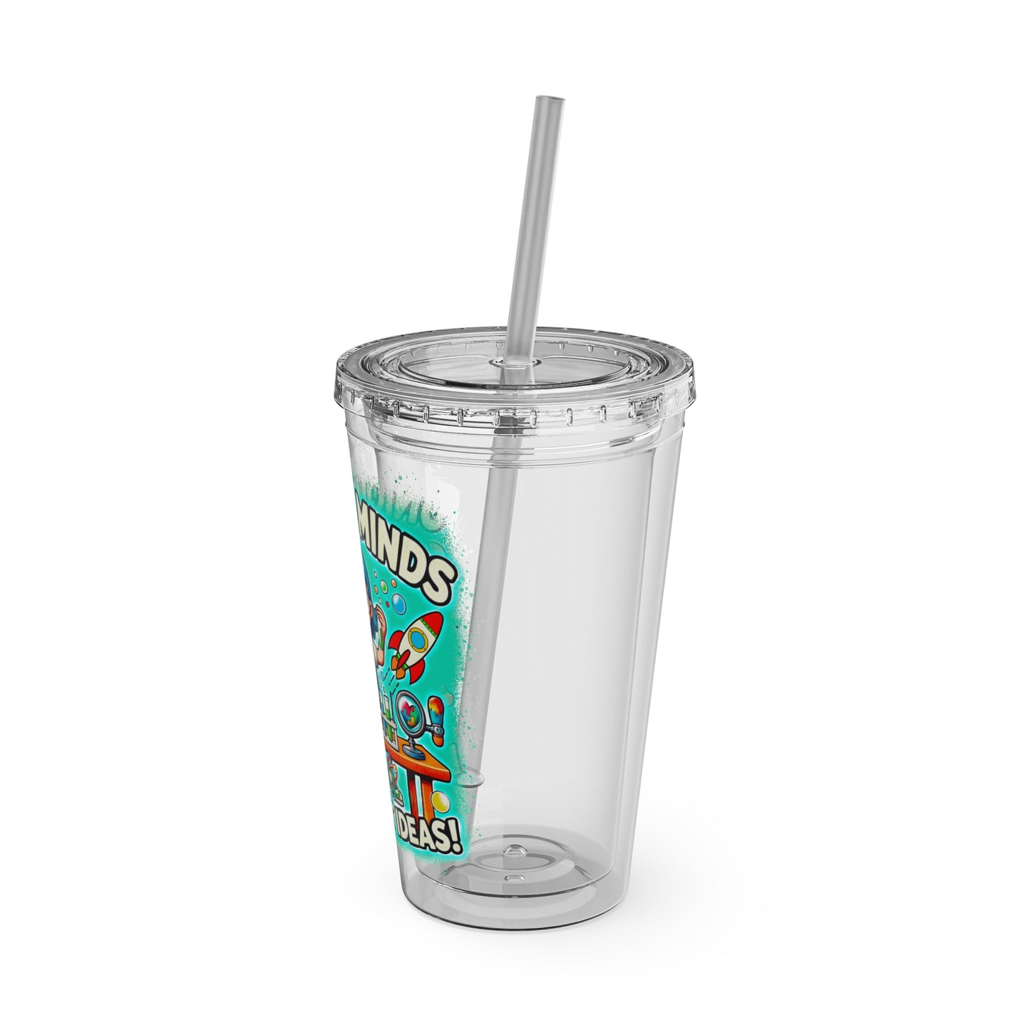 Unique Minds, Bright Ideas - Girl Scientist  -Sunsplash Tumbler with Straw, 16oz