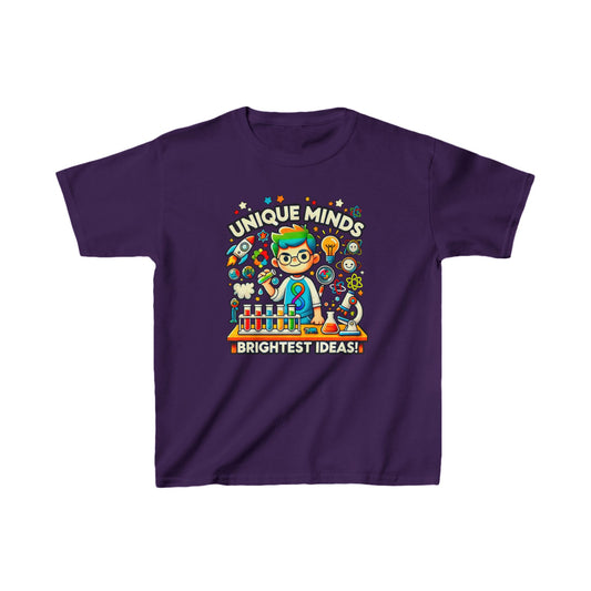 Unique Minds, Brightest Ideas - Boys Science - Kids Heavy Cotton™ Tee