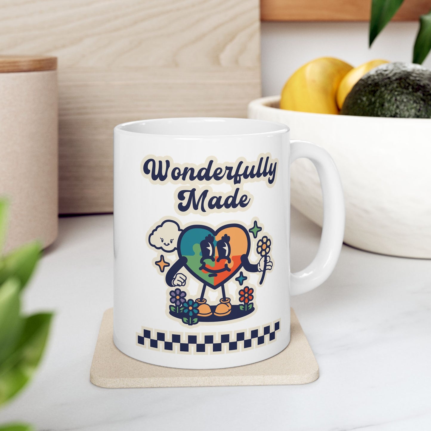 Wonderfully Made - Retro - Ceramic Mug, (11oz, 15oz)